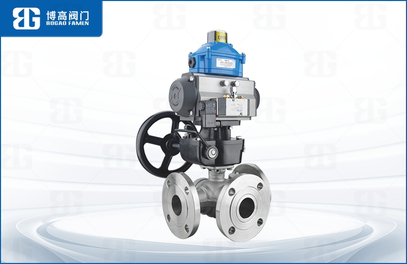 氣動三(sān)通法蘭球閥(fá)